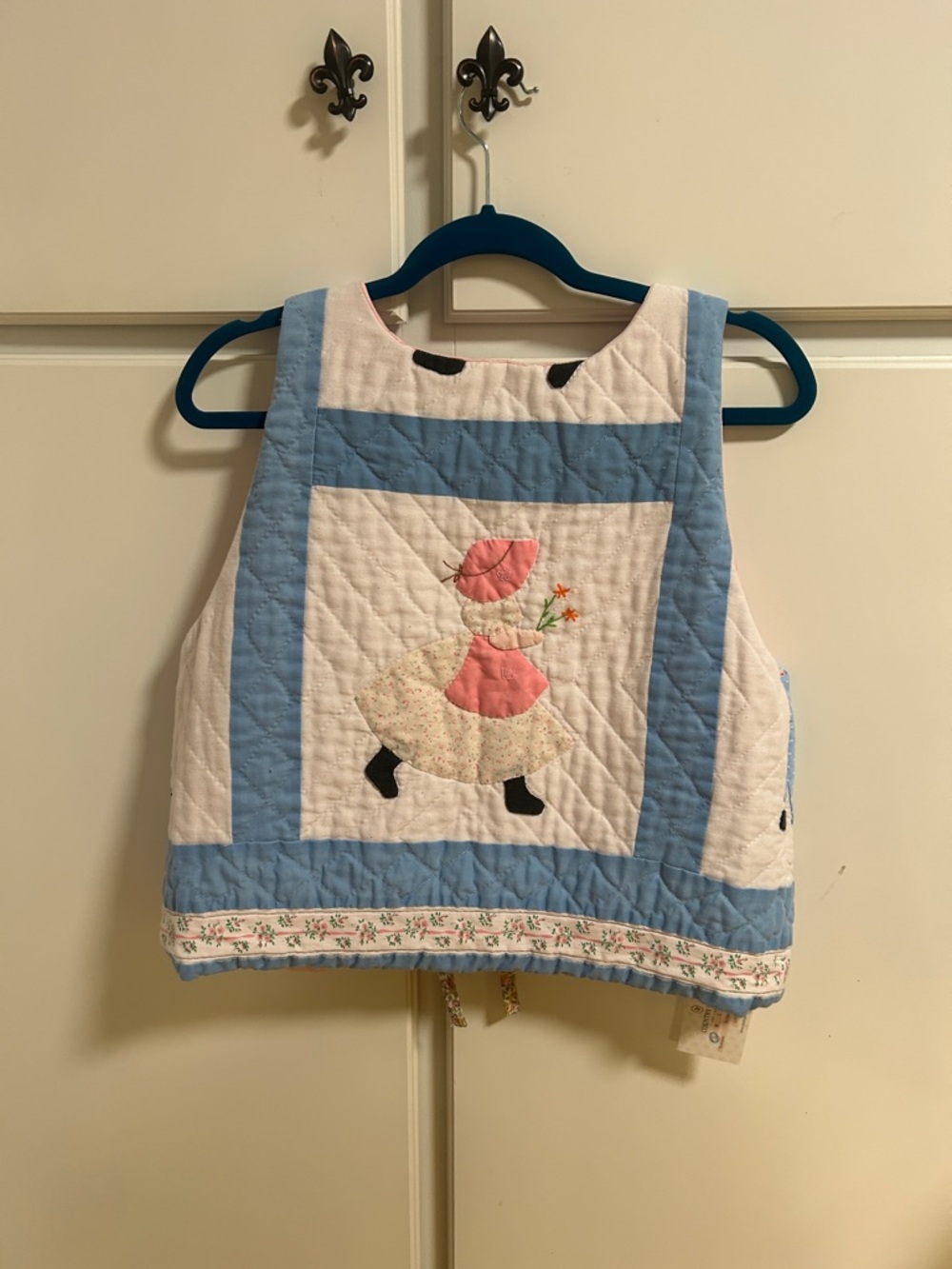 Blue & Pink Sunbonnet Sue Quilted Vest - Picture 1 of 4